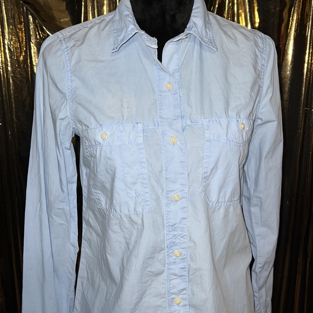 Madewell button down extra small blue denim Shirt,washed lite blue, long sleeve